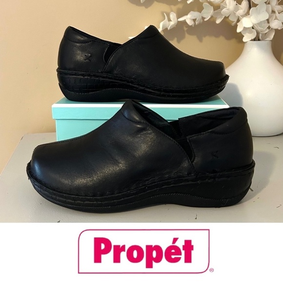 Propet Jessica Extra Wide Leather Slip on Shoe Black Size 7.5 - Picture 1 of 15